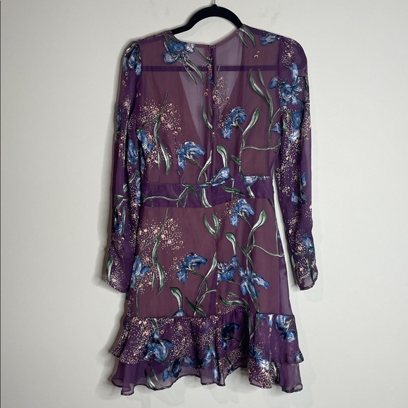 For Love And Lemons | Women’s Purple Floral Sheer Cleo Mini Dress Size Small NWT - Picture 8 of 8
